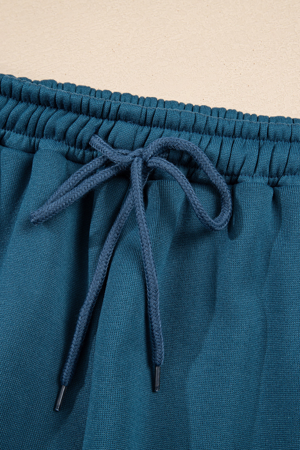 Peacock Blue Cozy Hooded Sweatshirt Drawstring Elastic Waistband Cargo Pant Set