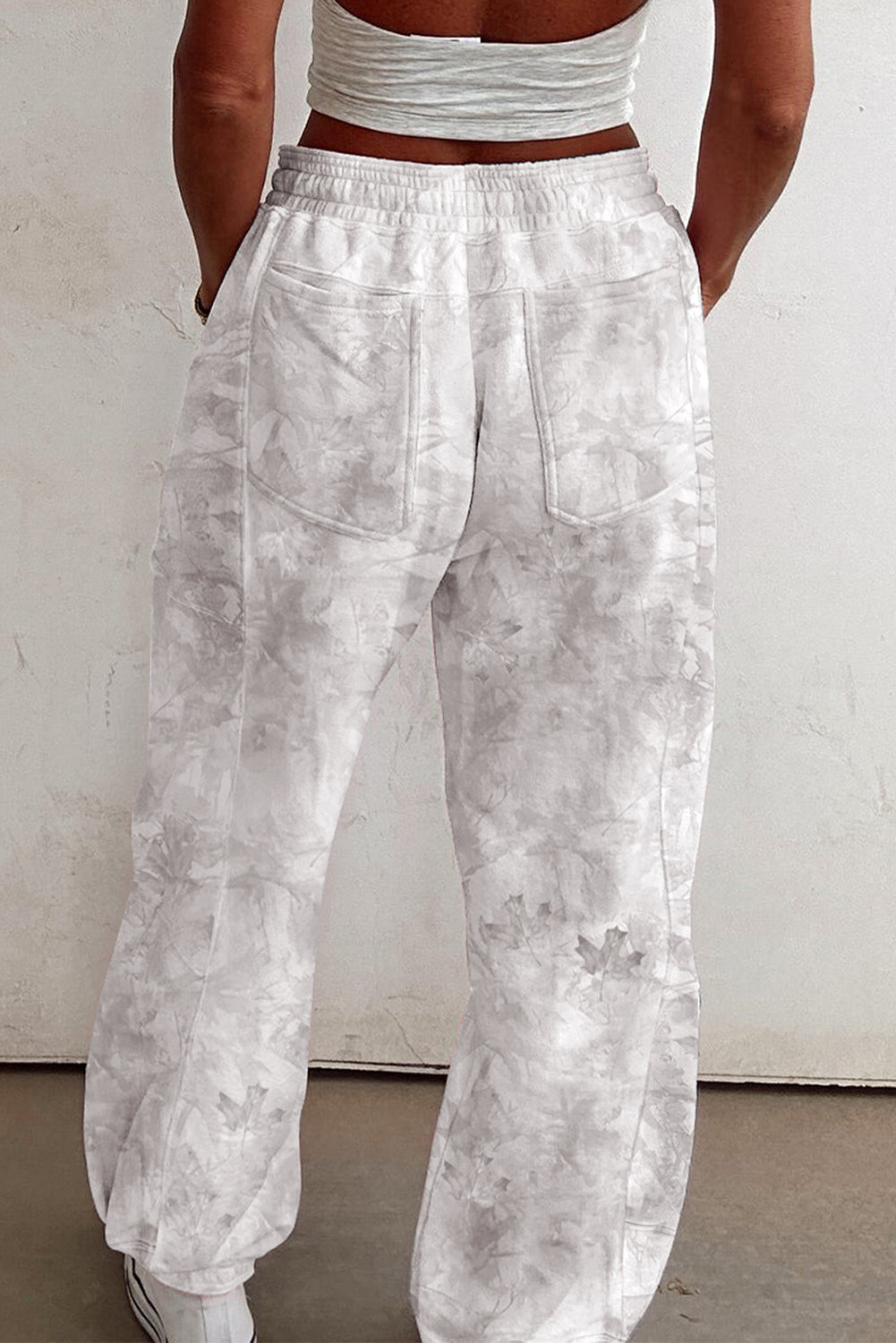 Beige Camo Print Jogger Sweatpants