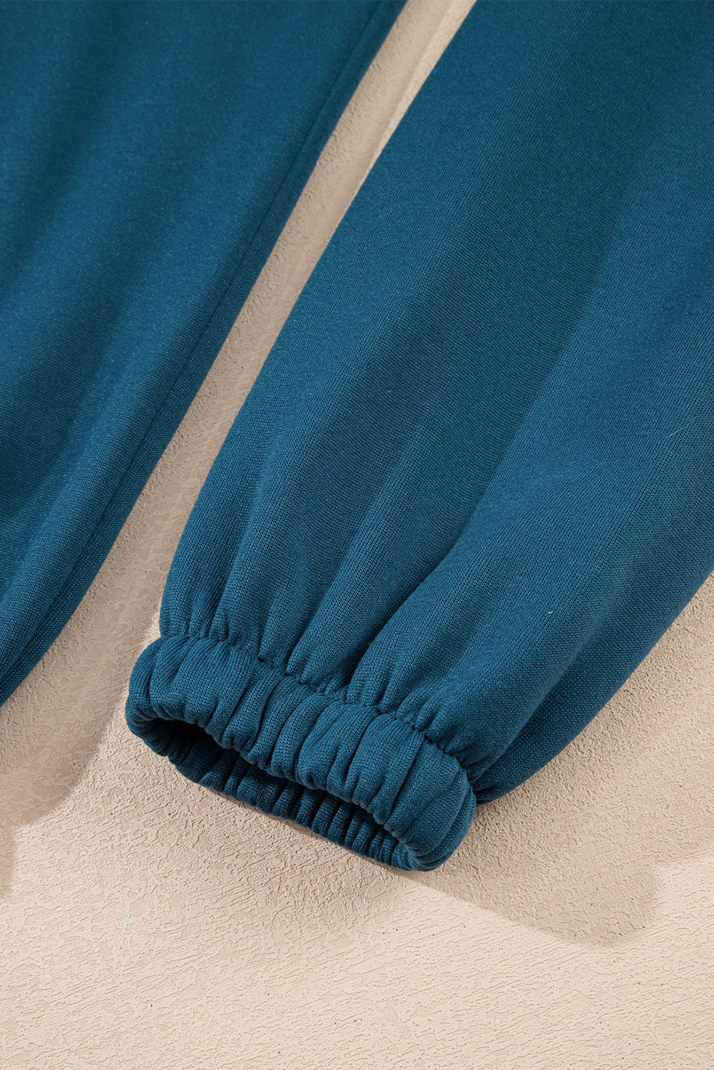 Peacock Blue Cozy Hooded Sweatshirt Drawstring Elastic Waistband Cargo Pant Set