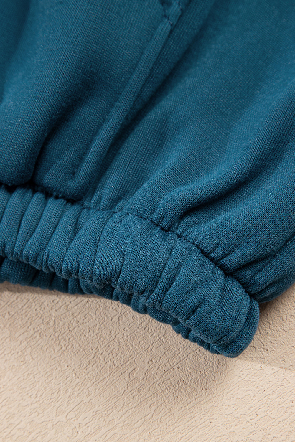 Peacock Blue Cozy Hooded Sweatshirt Drawstring Elastic Waistband Cargo Pant Set