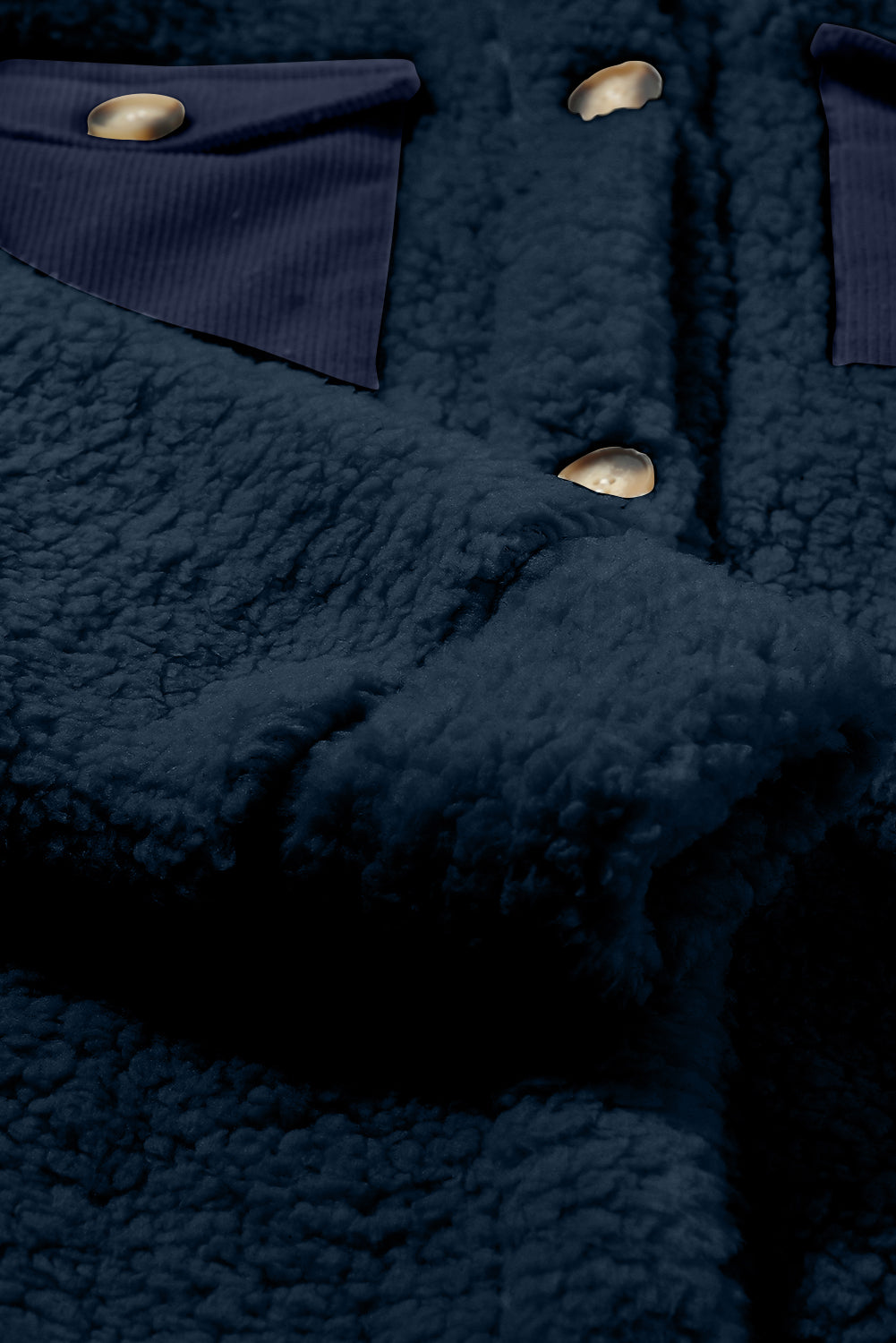 Beige Teddy Coat with Contrast Flap Pockets