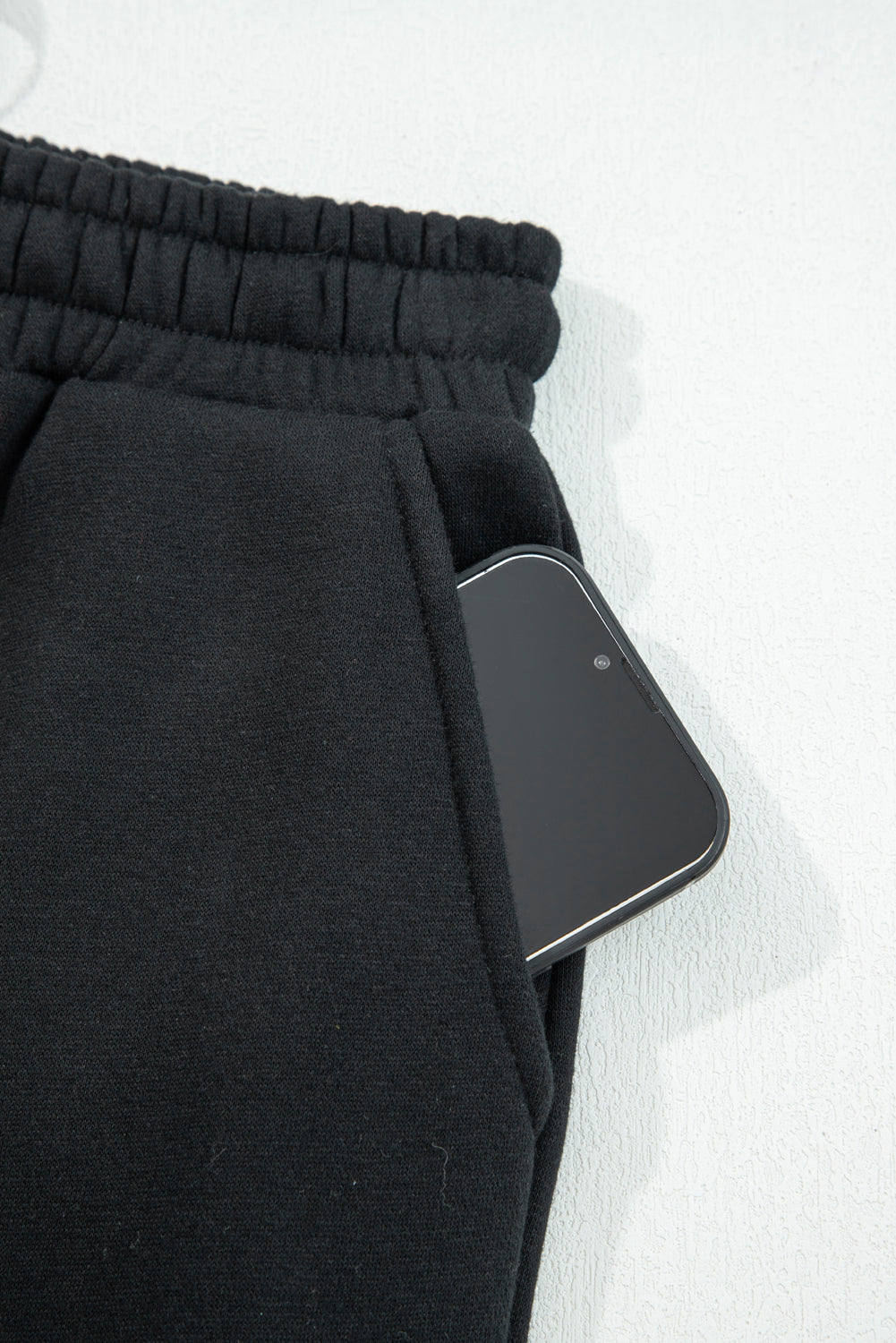 Black Fleece-Lined Leopard Print Jogger Pants | Elastic Waist & Drawstring