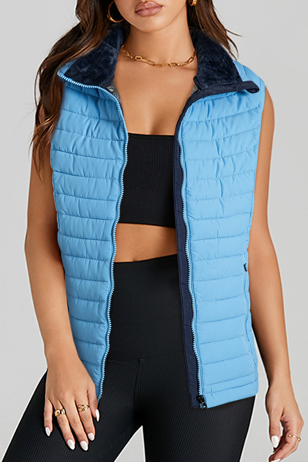 Sky Blue Quilted Puffer Vest